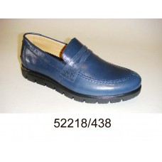 Men'sblue leather loafer shoes, model 52218-438