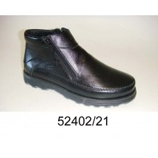 Men's black leather boots, model 52402-21