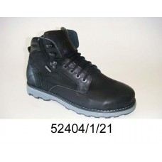 Men's black leather work boots, model 52404-1-21
