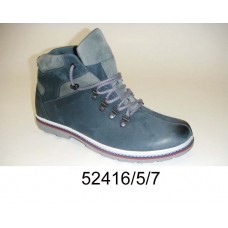 Men's blue-gray leather boots, model 52416-5-7