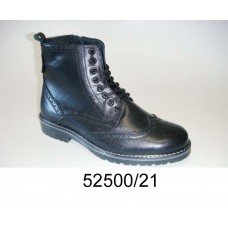 Men's black leather brogue boots, model 52500-21