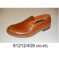 Men's brown leather penny loafer shoes, model 61212-439