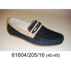 Men's dark blue suede moccasins, model 61604-205-16