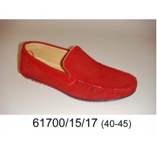 Men's red suede moccasins, model 61700-15-17