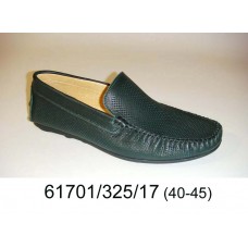Men's dark green leather moccasins, model 61701-325-17