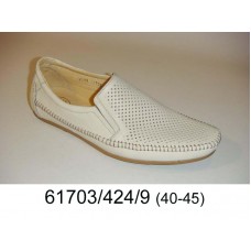 Men's white-cream leather moccasins, model 61703-424-9