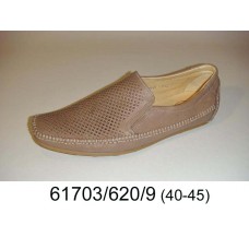 Men's beige leather moccasins, model 61703-620-9