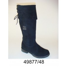 Women's black suede stylish boots, model 49877-48