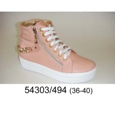 Women's pink leather platform boots, model 54303-494