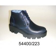 Women's dark blue leather platform boots, model 54400-223