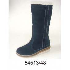 Women's blue suede boots for cold weather, model 54513-48