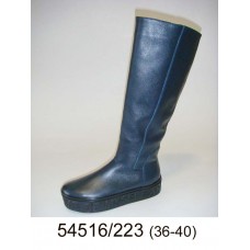 Women's blue leather boots, model for winter 54516-223
