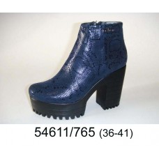 Women's blue leather platform boots, model 54611-765