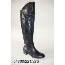 Women's black leather knee high boots, model 54700-221-276