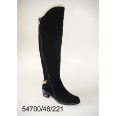 Women's black suede knee high boots, model 54700-46-221