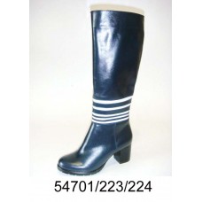 Women's navy leather high boots, model 54701-223-224