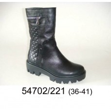 Women's black leather boots for cold weather, model 54702-221