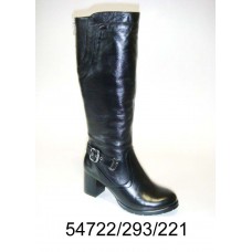 Women's black leather high boots, model 54722-293-221