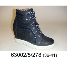 Women's blue-gray nubuck sneakers boots, model 63002-5-278