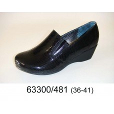 Women's black leather comfort shoes, model 63300-481