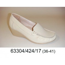 Women's white leather shoes, model 63304-424-17