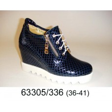 Women's blue leather sneakers boots, model 63305-336