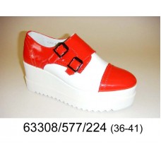 Women's bicolor leather platform shoes, model 63308-577-224