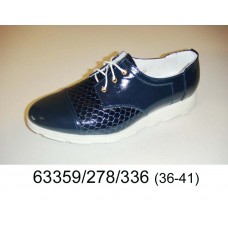 Women's dark blue leather shoes, model 63359-278-336