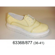 Women's yellow leather platform shoes, model 63368-877