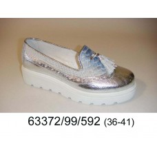 Women's silver leather loafer, model 63372-99-592