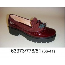 Women's wine  leather loafer, model 63373-778-51