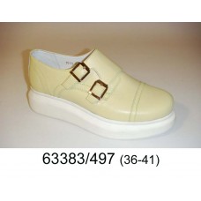 Women's yellow leather shoes, model 63383-497