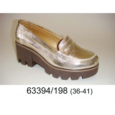 Women's gold leather loafer, model 63394-198