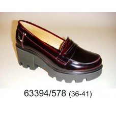 Women's wine leather loafer shoes, model 63394-578