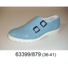 Women's blue light leather monks shoes, model 63399-879