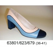 Women's navy leather high heels shoes, model 63801-623-679