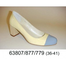Women's yellow leather shoes, model 63807-877-779
