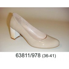 Women's beige leather comfortable shoes, model 63811-978