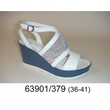 Women's leather wedge shoes, model 63901-379