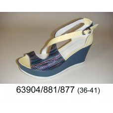 Women's bicolor leather wedge shoes, model 63904-881-877
