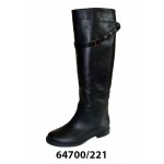 Women's black leather riding boots, model 64700-221